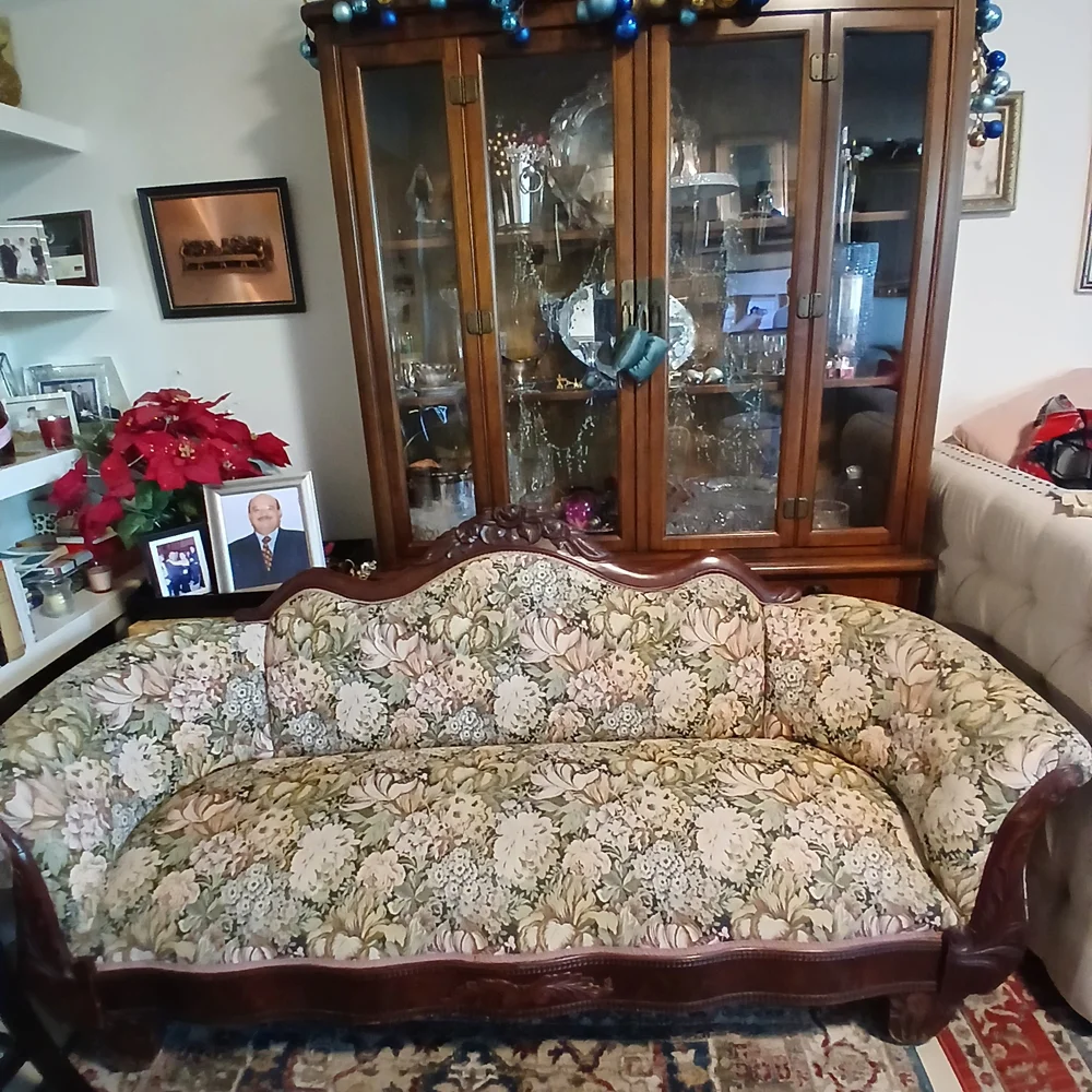 Floral Patterned Sofa with Wooden Frame